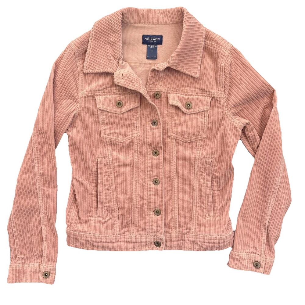 Womens Arizona Jean Co Corduroy Button Jacket Pink M Cotton Spandex